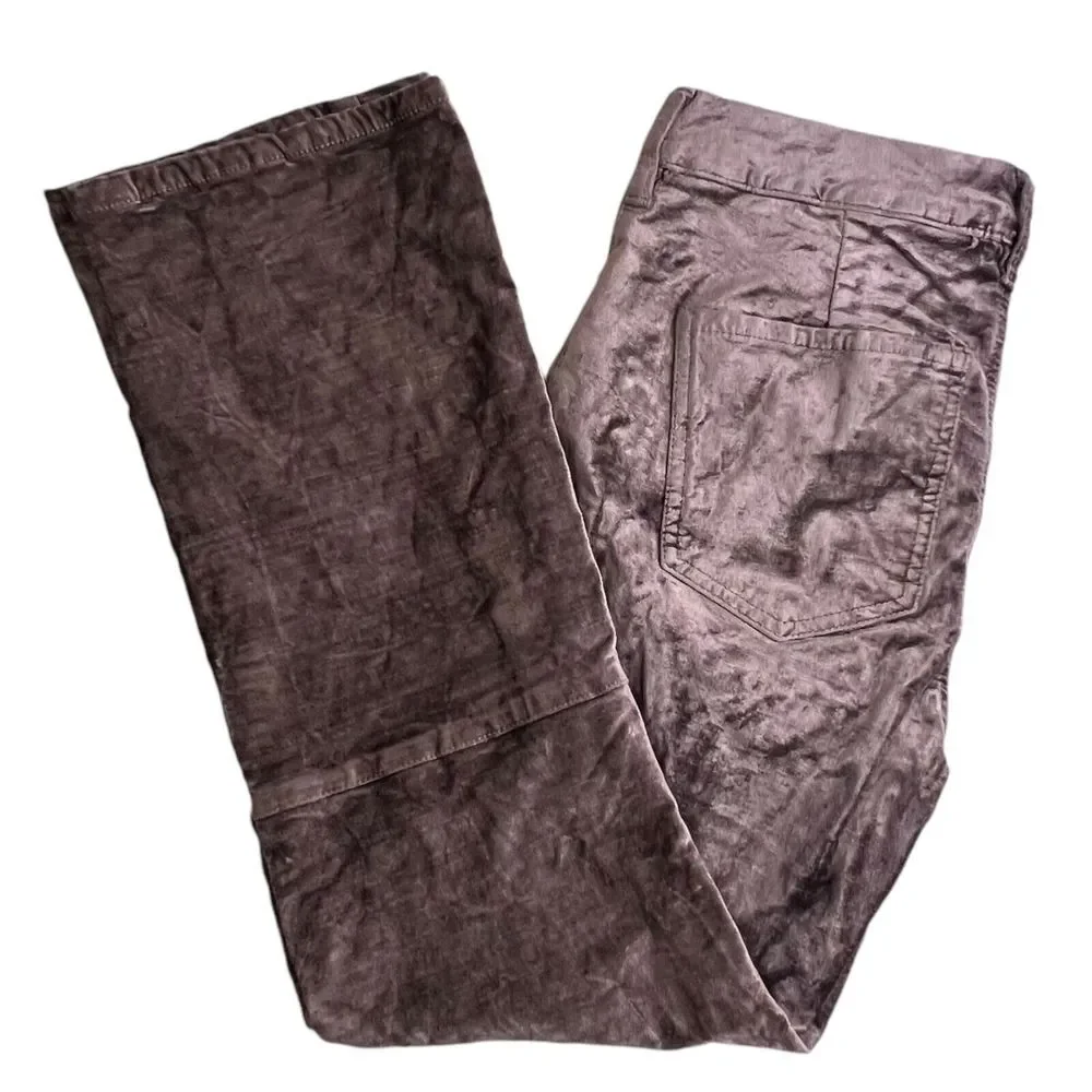 Free People Womens 27 Purple Velour Mid‎ Rise Cropped Bootcut Pants